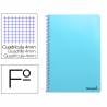 Cuaderno espiral liderpapel folio smart tapa blanda 80h 60gr cuadro 4mm con margen color celeste - BG01