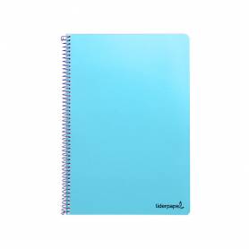 Cuaderno espiral liderpapel folio smart tapa blanda 80h 60gr cuadro 4mm con margen color celeste