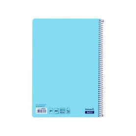 Cuaderno espiral liderpapel folio smart tapa blanda 80h 60gr cuadro 4mm con margen color celeste