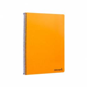 Cuaderno espiral liderpapel folio smart tapa blanda 80h 60gr cuadro 4mm con margen color naranja