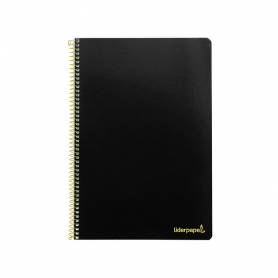 Cuaderno espiral liderpapel folio smart tapa blanda 80h 60gr cuadro 4mm con margen color negro