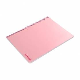 Cuaderno espiral liderpapel folio smart tapa blanda 80h 60gr cuadro 4mm con margen color rosa