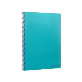 Cuaderno espiral liderpapel folio smart tapa blanda 80h 60gr cuadro 4mm con margen color turquesa