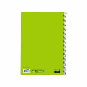 Cuaderno espiral liderpapel folio smart tapa blanda 80h 60gr cuadro 4mm con margen color verde