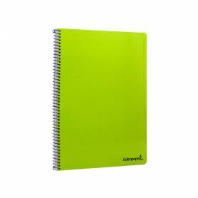 Cuaderno espiral liderpapel folio smart tapa blanda 80h 60gr cuadro 4mm con margen color verde