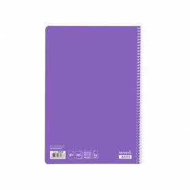 Cuaderno espiral liderpapel folio smart tapa blanda 80h 60gr cuadro 4mm con margen color violeta