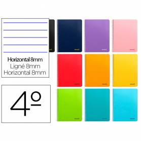 Cuaderno espiral liderpapel cuarto smart tapa blanda 80h 60gr horizontal 8mm con margencolores surtidos