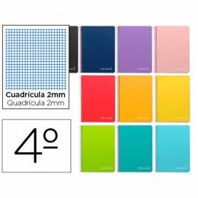 Cuaderno espiral liderpapel cuarto witty tapa dura 80h 75gr milimetrado 2mm colores surtidos