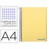 Cuaderno espiral liderpapel a4 micro wonder tapa plastico 120h 90 gr cuadro 5 mm 5 banda4 taladros color amarillo - BA20