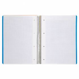 Cuaderno espiral liderpapel a4 micro wonder tapa plastico 120h 90 gr cuadro 5 mm 5 banda4 taladros color amarillo