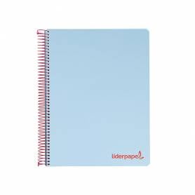 Cuaderno espiral liderpapel a4 micro wonder tapa plastico 120h 90 gr cuadro 5 mm 5 banda4 taladros color celeste