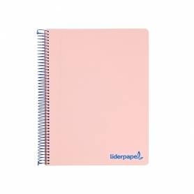 Cuaderno espiral liderpapel a4 micro wonder tapa plastico 120h 90 gr cuadro 5 mm 5 bandas 4 taladros color rosa