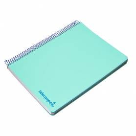 Cuaderno espiral liderpapel a4 micro wonder tapa plastico 120h 90 gr cuadro 5 mm 5 bandas 4 taladros color verde