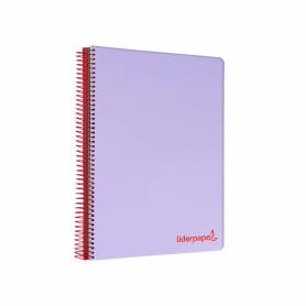 Cuaderno espiral liderpapel a4 micro wonder tapa plastico 120h 90 gr cuadro 5 mm 5 banda4 taladros color lila