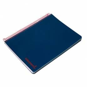 Cuaderno espiral liderpapel a4 micro wonder tapa plastico 120h 90 gr cuadro 5 mm 5 banda4 taladros color azul marino