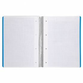 Cuaderno espiral liderpapel a4 micro wonder tapa plastico 120h 90 gr cuadro 5 mm 5 bandas 4 taladros color gris