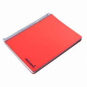 Cuaderno espiral liderpapel a4 micro wonder tapa plastico 120h 90 gr cuadro 5 mm 5 bandas 4 taladros color rojo