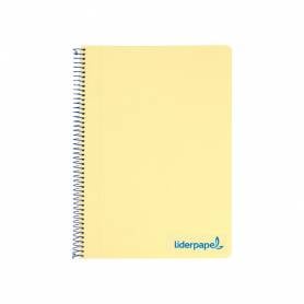 Cuaderno espiral liderpapel a4 wonder tapa plastico 80h 90gr cuadro 4mm con margen color amarillo