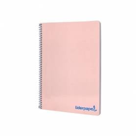 Cuaderno espiral liderpapel a4 wonder tapa plastico 80h 90gr cuadro 4mm con margen color rosa