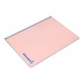 Cuaderno espiral liderpapel a4 wonder tapa plastico 80h 90gr cuadro 4mm con margen color rosa