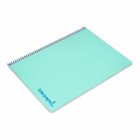 Cuaderno espiral liderpapel a4 wonder tapa plastico 80h 90gr cuadro 4mm con margen color verde