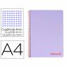 Cuaderno espiral liderpapel a4 wonder tapa plastico 80h 90gr cuadro 4mm con margen color violeta - TH06