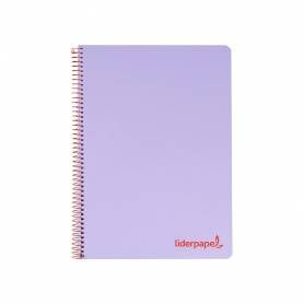 Cuaderno espiral liderpapel a4 wonder tapa plastico 80h 90gr cuadro 4mm con margen color violeta