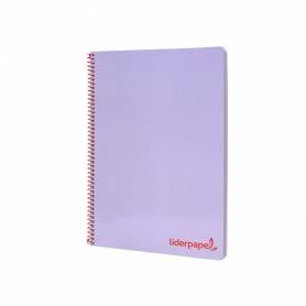 Cuaderno espiral liderpapel a4 wonder tapa plastico 80h 90gr cuadro 4mm con margen color violeta