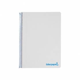 Cuaderno espiral liderpapel a4 wonder tapa plastico 80h 90gr cuadro 4mm con margen color gris