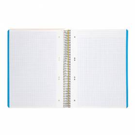 Cuaderno espiral liderpapel a5 micro wonder tapa plastico 120h 90g cuadro 5mm 5 bandas 6 taladros color amarillo