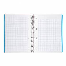 Cuaderno espiral liderpapel a5 micro wonder tapa plastico 120h 90g cuadro 5mm 5 bandas 6 taladros color rosa