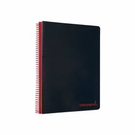 Cuaderno espiral liderpapel a5 micro wonder tapa plastico 120h 90g cuadro 5mm 5 bandas 6 taladros color negro