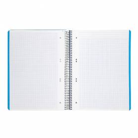 Cuaderno espiral liderpapel a5 micro wonder tapa plastico 120h 90g cuadro 5mm 5 bandas 6 taladros color azul marino