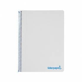 Cuaderno espiral liderpapel a5 micro wonder tapa plastico 120h 90g cuadro 5mm 5 bandas 6 taladros color gris