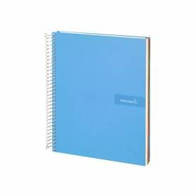 Cuaderno espiral liderpapel a5 micro crafty tapa forrada 120h 90 gr cuadro 5mm 5 bandas6 taladros color celeste