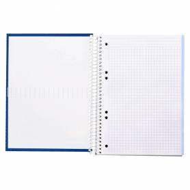 Cuaderno espiral liderpapel a5 micro crafty tapa forrada 120h 90 gr cuadro 5mm 5 bandas6 taladros color azul