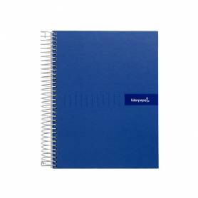 Cuaderno espiral liderpapel a5 micro crafty tapa forrada 120h 90 gr cuadro 5mm 5 bandas6 taladros color azul