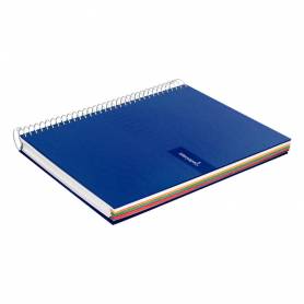 Cuaderno espiral liderpapel a5 micro crafty tapa forrada 120h 90 gr cuadro 5mm 5 bandas6 taladros color azul