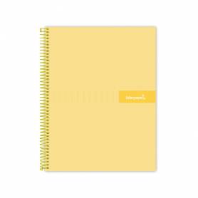 Cuaderno espiral liderpapel a5 micro crafty tapa forrada 120h 90 gr cuadro 5mm 5 bandas6 taladros color amarillo