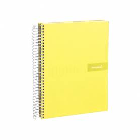 Cuaderno espiral liderpapel a5 micro crafty tapa forrada 120h 90 gr cuadro 5mm 5 bandas6 taladros color amarillo