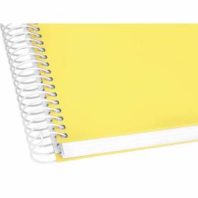 Cuaderno espiral liderpapel a5 micro crafty tapa forrada 120h 90 gr cuadro 5mm 5 bandas6 taladros color amarillo