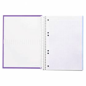 Cuaderno espiral liderpapel a5 micro crafty tapa forrada 120h 90 gr cuadro 5mm 5 bandas6 taladros color violeta