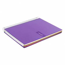 Cuaderno espiral liderpapel a5 micro crafty tapa forrada 120h 90 gr cuadro 5mm 5 bandas6 taladros color violeta