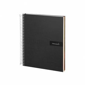 Cuaderno espiral liderpapel a5 micro crafty tapa forrada 120h 90 gr cuadro 5mm 5 bandas6 taladros color negro