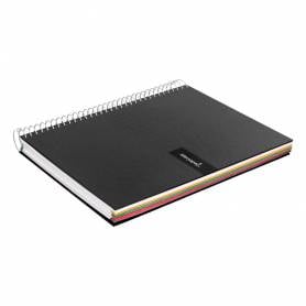 Cuaderno espiral liderpapel a5 micro crafty tapa forrada 120h 90 gr cuadro 5mm 5 bandas6 taladros color negro