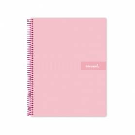 Cuaderno espiral liderpapel a5 micro crafty tapa forrada 120h 90 gr cuadro 5mm 5 bandas6 taladros color rosa