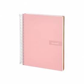 Cuaderno espiral liderpapel a5 micro crafty tapa forrada 120h 90 gr cuadro 5mm 5 bandas6 taladros color rosa