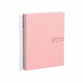 Cuaderno espiral liderpapel a5 micro crafty tapa forrada 120h 90 gr cuadro 5mm 5 bandas6 taladros color rosa