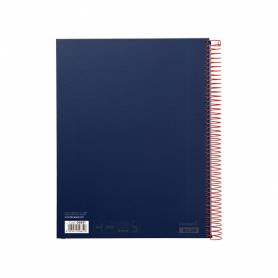 Cuaderno espiral liderpapel a4 micro jolly tapa forrada 140h 75 gr cuadro 5mm 5 bandas 4 taladros color azul