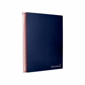 Cuaderno espiral liderpapel a4 micro jolly tapa forrada 140h 75 gr cuadro 5mm 5 bandas 4 taladros color azul